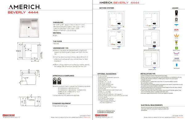 Americh Beverly 44 44 Drop-in Bathtub