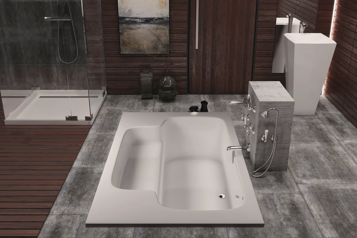 Bath with seat online built in