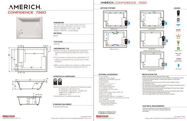 Americh Confidence 72 60 Drop-in Bathtub