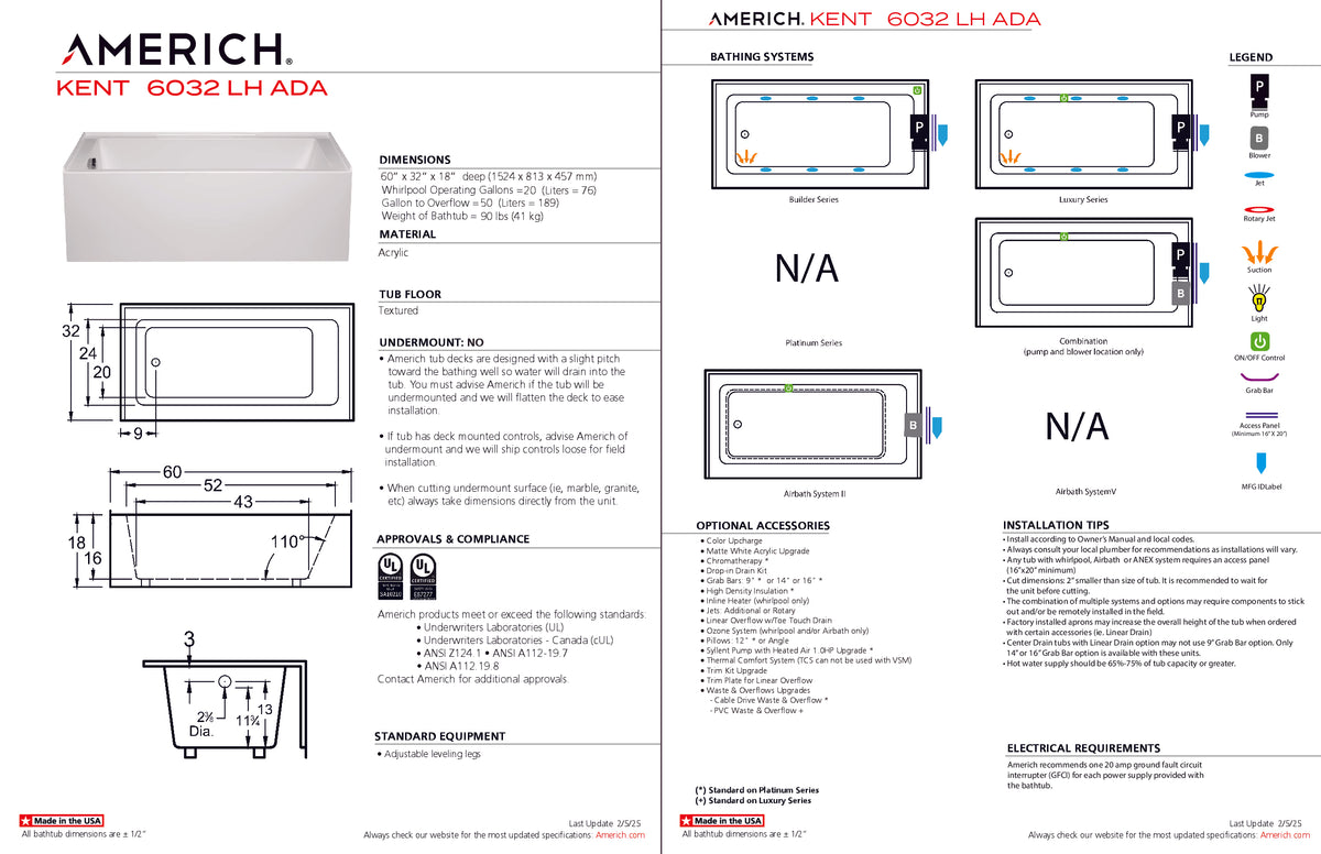 Kent 6032 Left Hand ADA