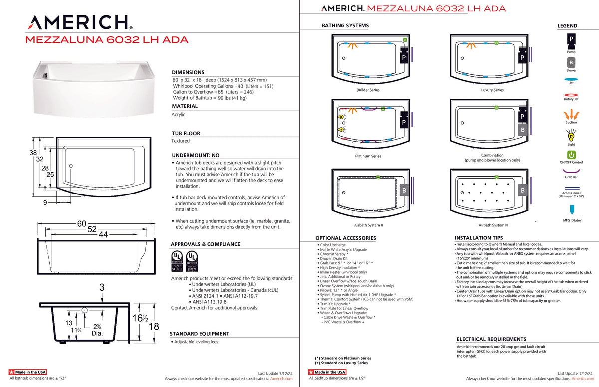 Mezzaluna 6032 ADA Left Hand
