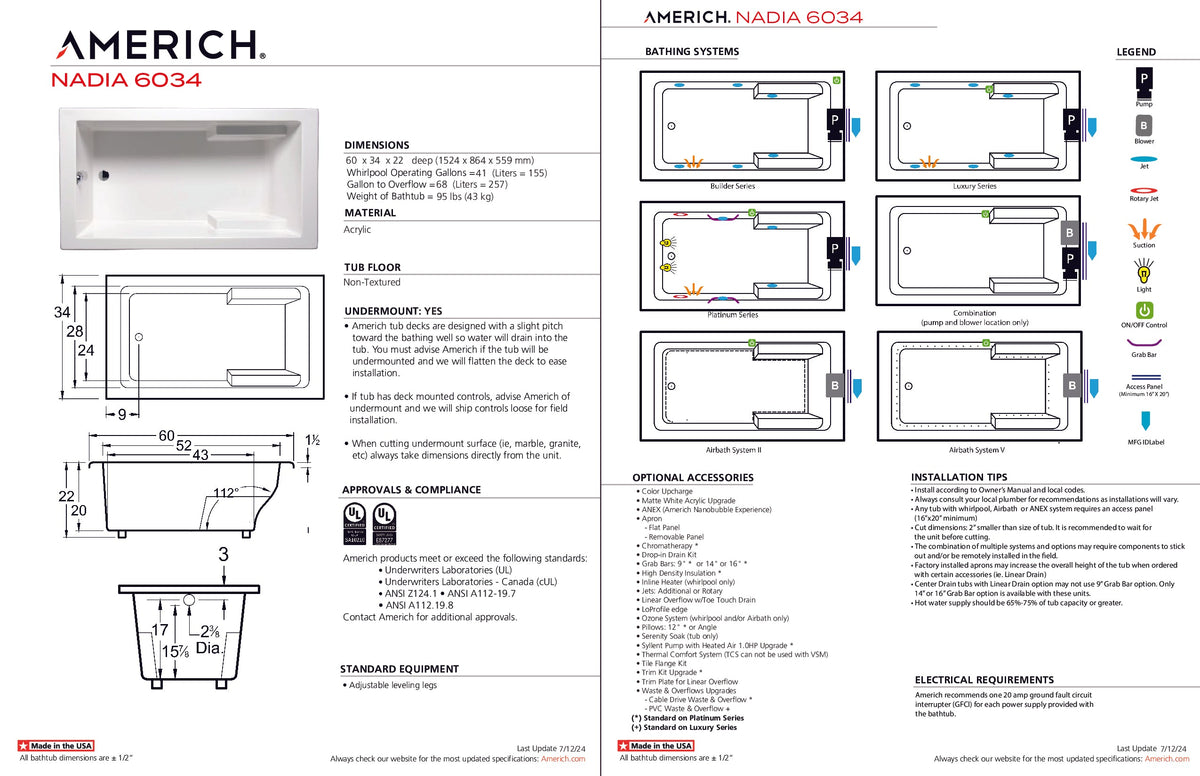 241　Nadia S Americh Nadia 60 32 Drop-in Bathtub
